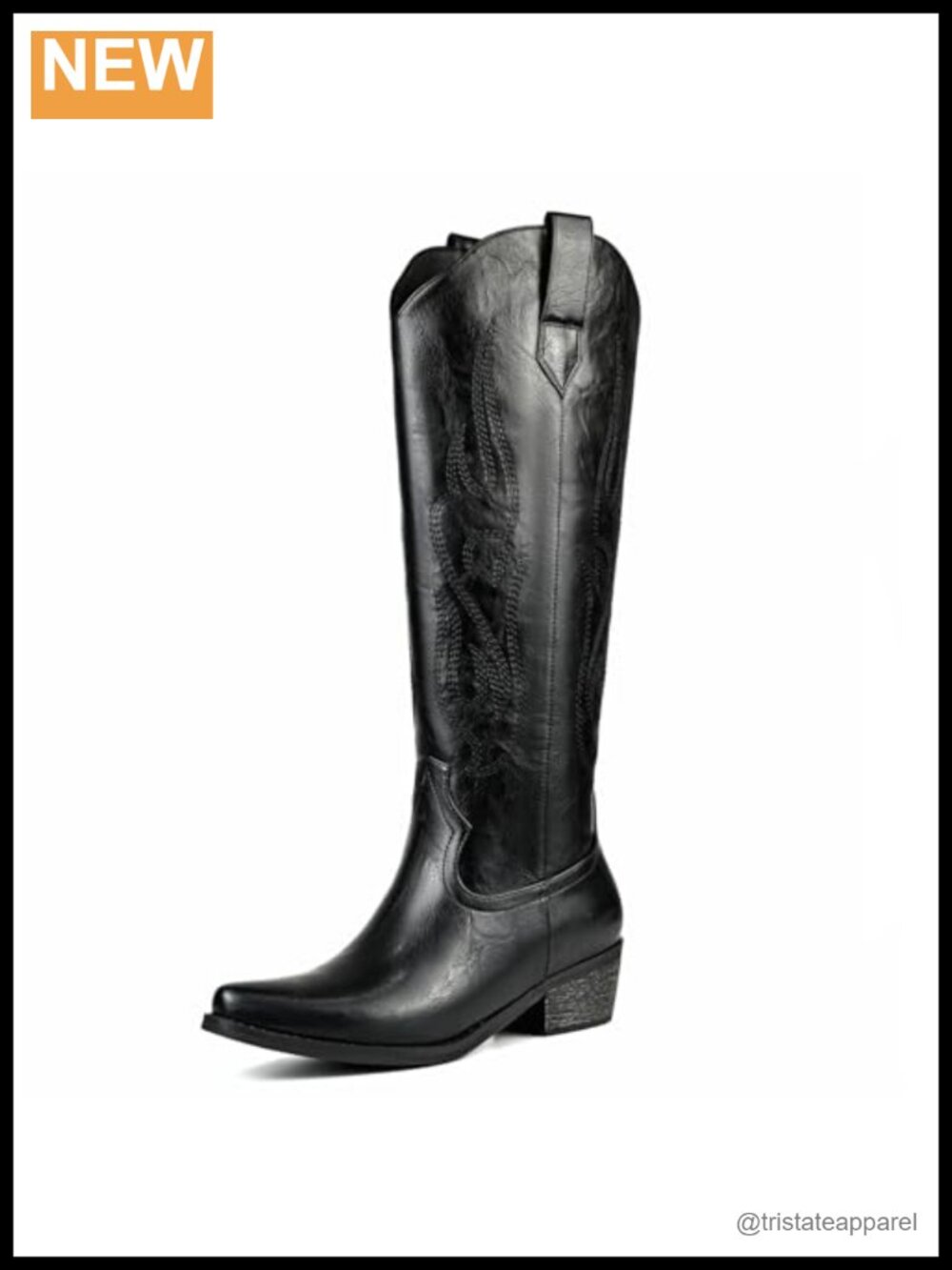 Women's Knee High Cowgirl Boots with Side Zipper Block Heel